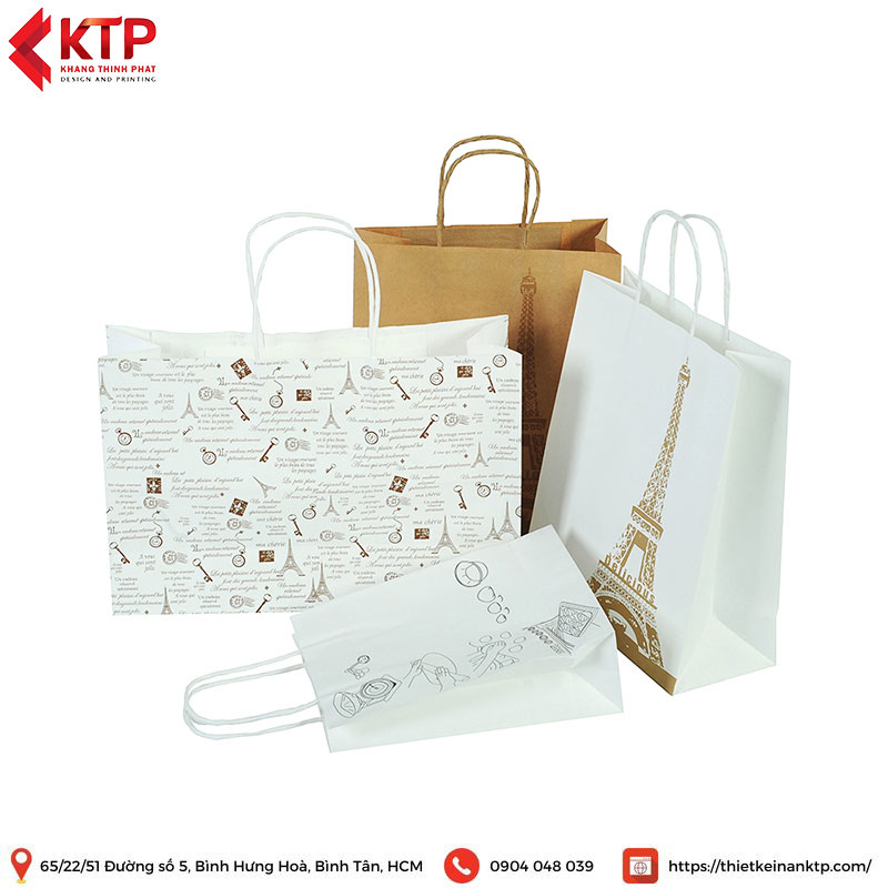 Túi giấy màu trắng cho các shop thời trang