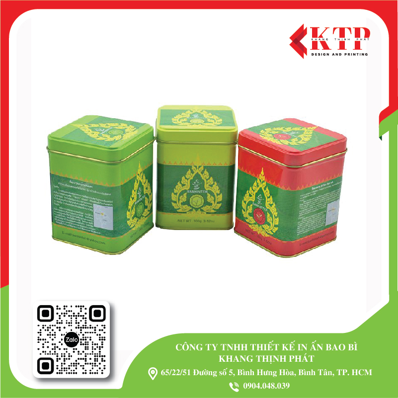 Hộp thiếc vuông đựng trà Hộp thiếc vuông đựng trà