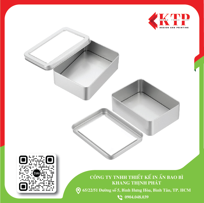 hộp thiếc chữ nhật có cửa sổ, thiết kế cao cấp hộp thiếc chữ nhật có cửa sổ, thiết kế cao cấp