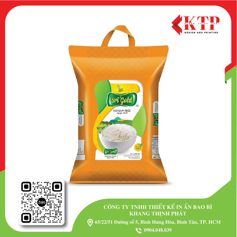 Bao bì đựng gạo in ống đồng Bao bì đựng gạo in ống đồng