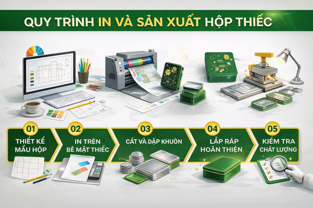 Quy trình in và sản xuất hộp thiếc tại Khang Thịnh Phát Quy trình in và sản xuất hộp thiếc tại Khang Thịnh Phát