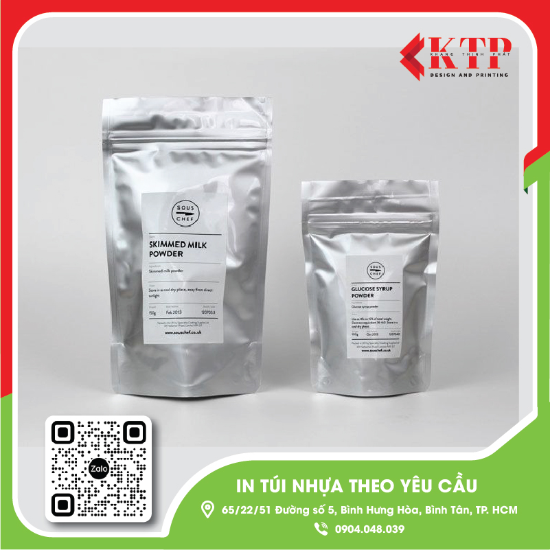 in túi zip bạc đựng trà, cà phê
