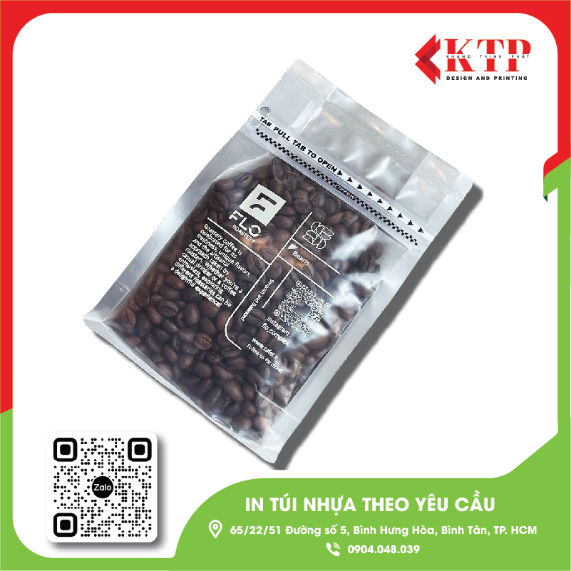 cơ sở in túi zip bạc đựng trà, cà phê