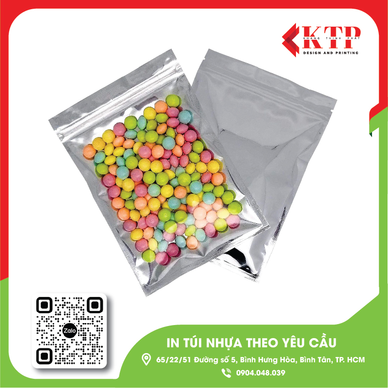 túi zip bạc đựng kẹo