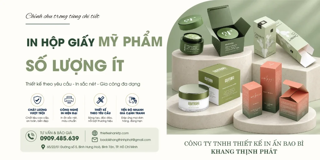 In Hộp Giấy Mỹ Phẩm Số Lượng Ít – Giải Pháp Tối Ưu Cho Thương Hiệu Mới