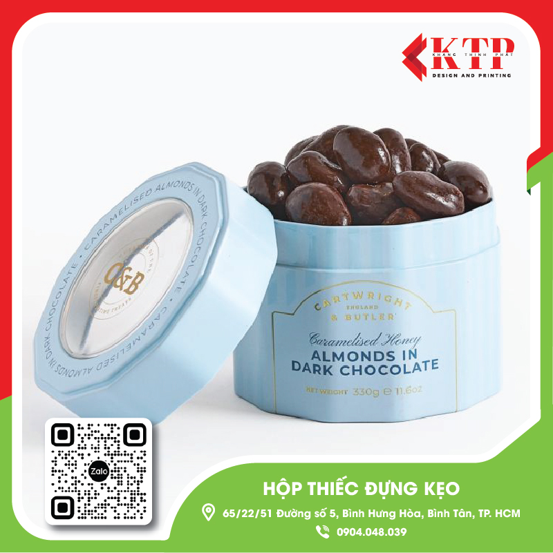 In hộp thiếc đựng kẹo có cửa sổ