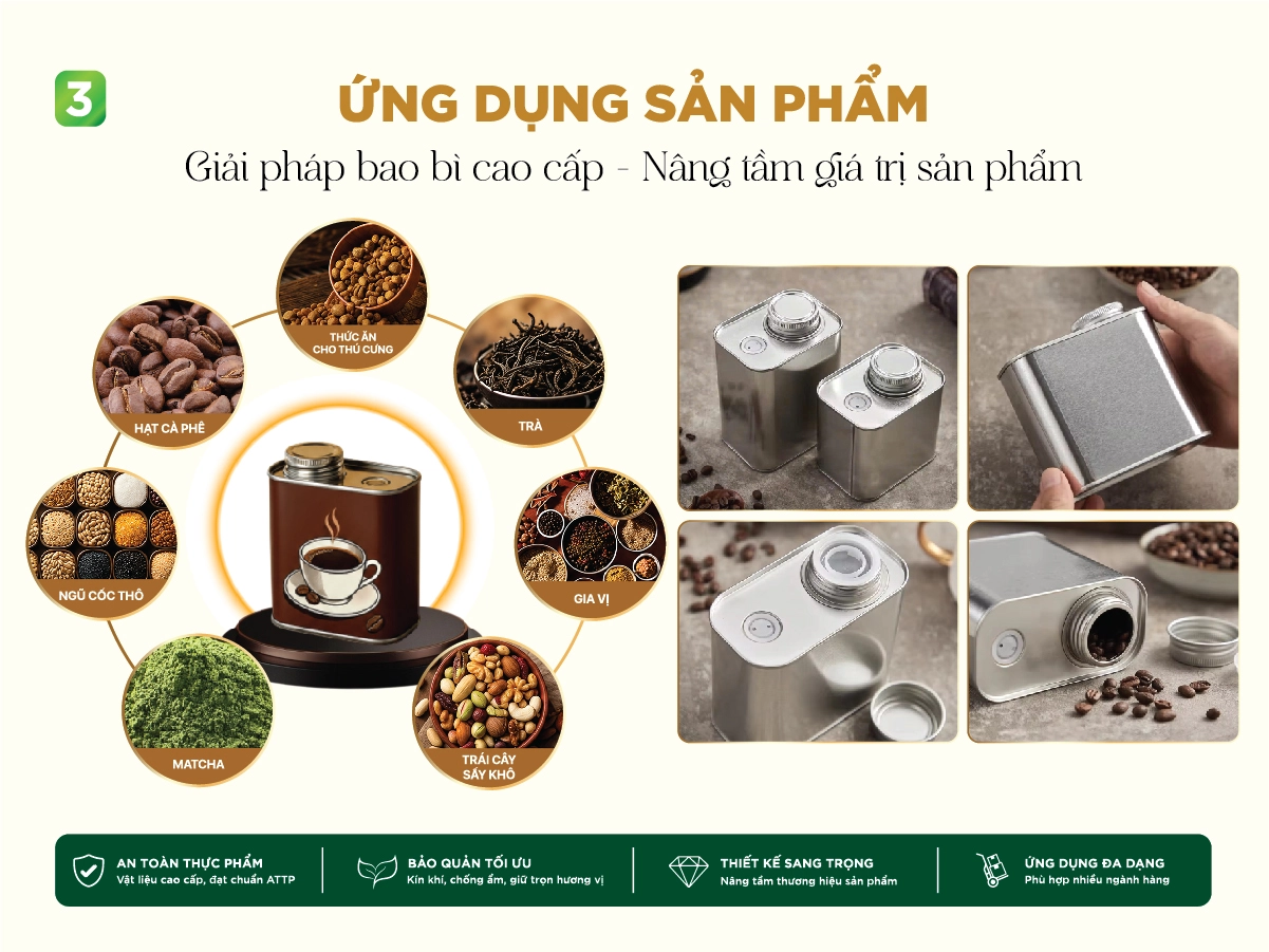 ứng dụng sản phẩm của hộp thiếc có van thoát khí