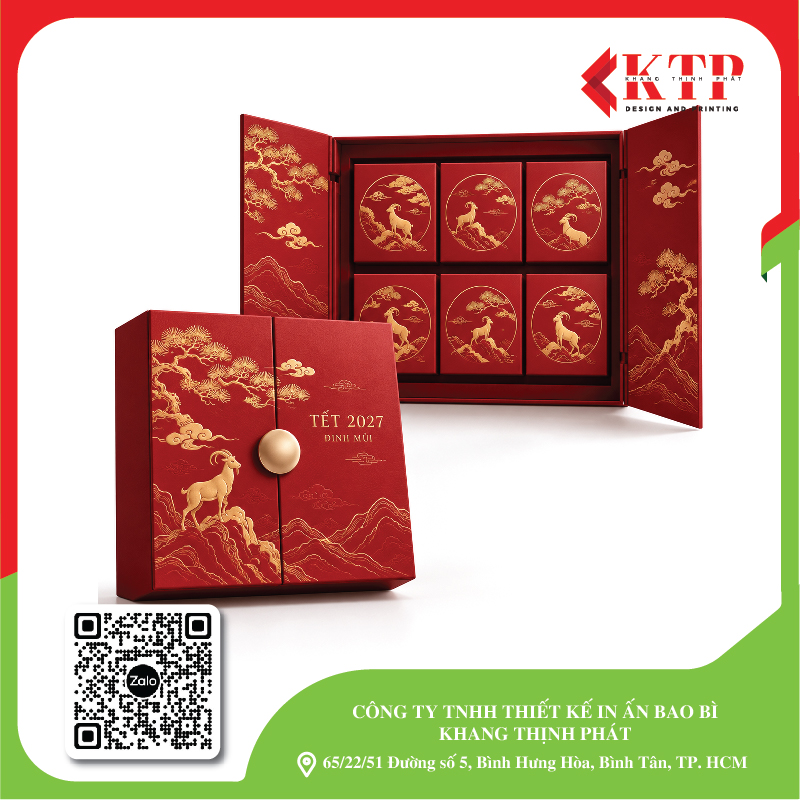 Hộp quà Tết màu đỏ sang trọng Hộp quà Tết màu đỏ sang trọng