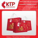 In túi giấy đựng quà Tết màu đỏ